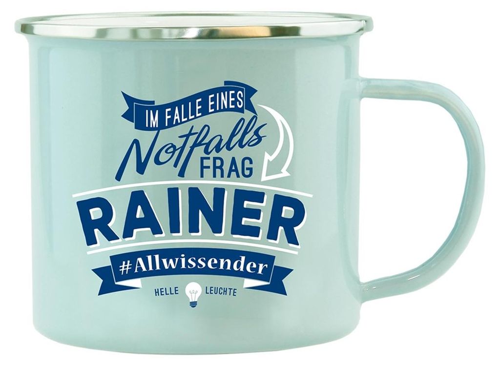 Echter Kerl Emaille Kaffeetasse Kaffeebecher  Rainer Produktbild 