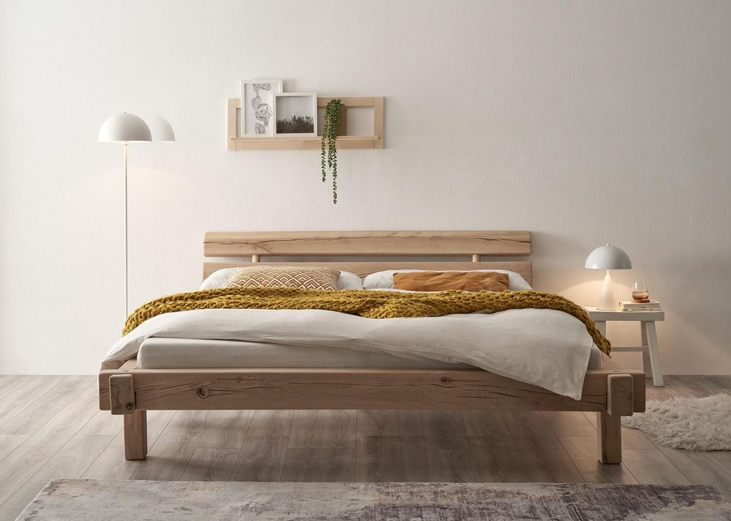 Balkenbett INGER Massivholzbett Eiche 180 x 200 komplett ohne Metall