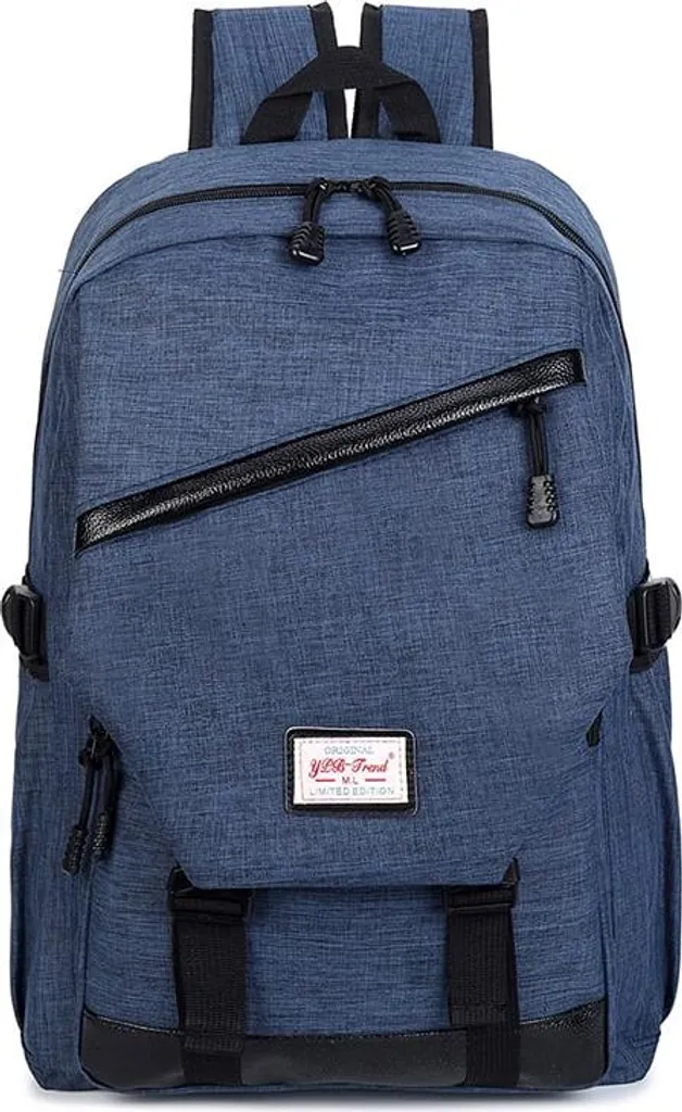Sac à dos spacieux bleu foncé avec finitions élégantes en similicuir