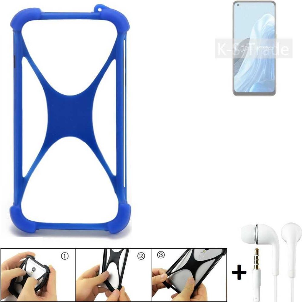 Handy Hülle kompatibel mit Oppo Reno7 4G Bumper Schutzhülle Silikon Schutz Hülle Cover Case Silikoncase Silikonbumper TPU Softcase Smartphone, Blau