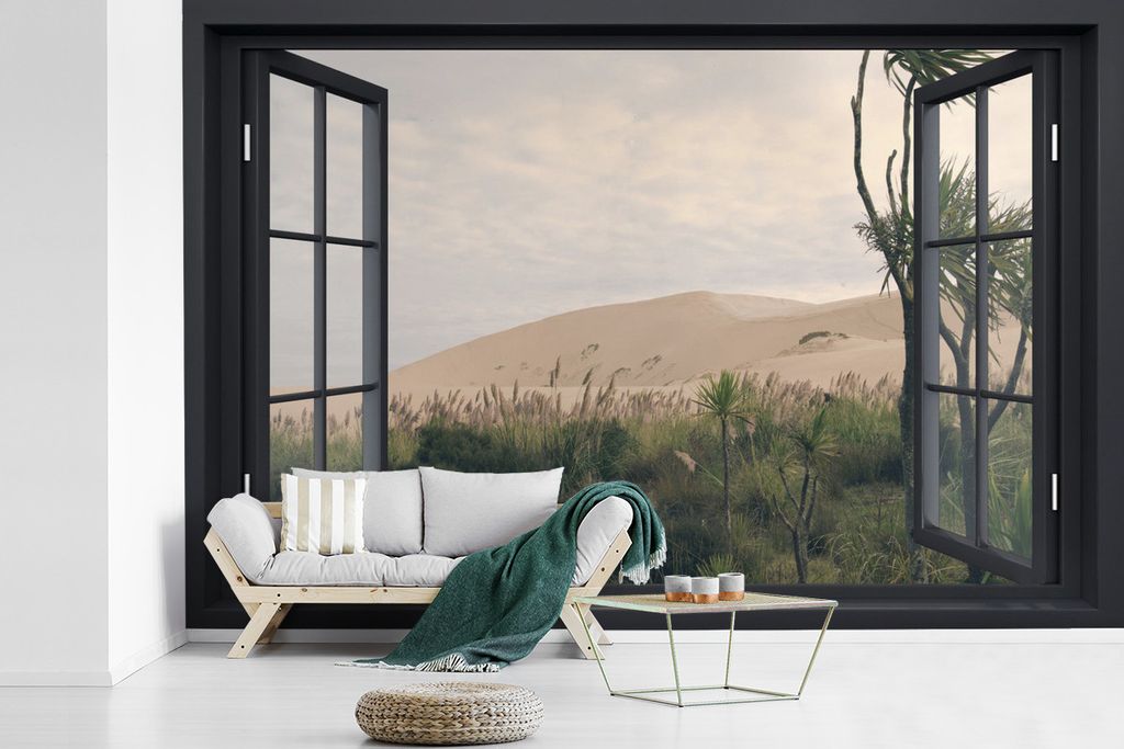MuchoWow Fototapete für Wohnzimmer oder Schlafzimmer Wandtapete Vinyl Motivtapete Ansicht - Düne - Grün - 600x400 cm - Vinyltapeten