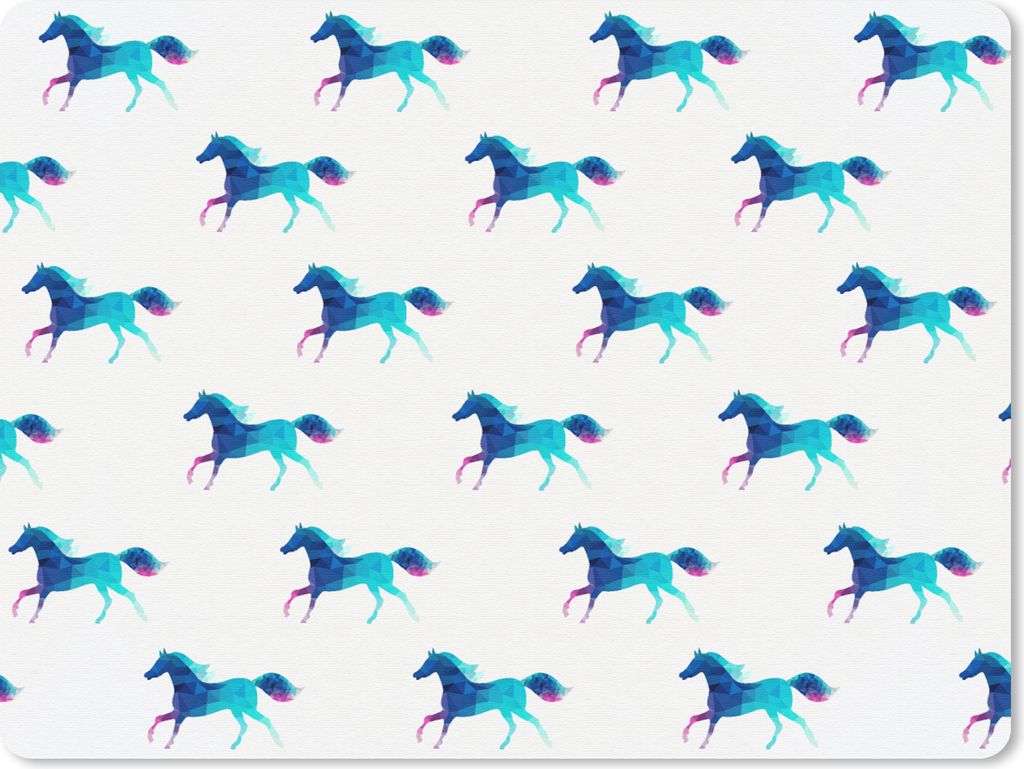 MuchoWow Mauspad Mousepad Mädchen - Pferde - Kristall - Muster - Mädchen - Blau - Kinder - Kind 40x30 cm - Mousepads - Maus Mat - Pad - Mausunt...