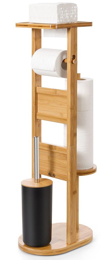 Garniture de WC sur pied Yorbay en bambou , avec support de Image du produit 