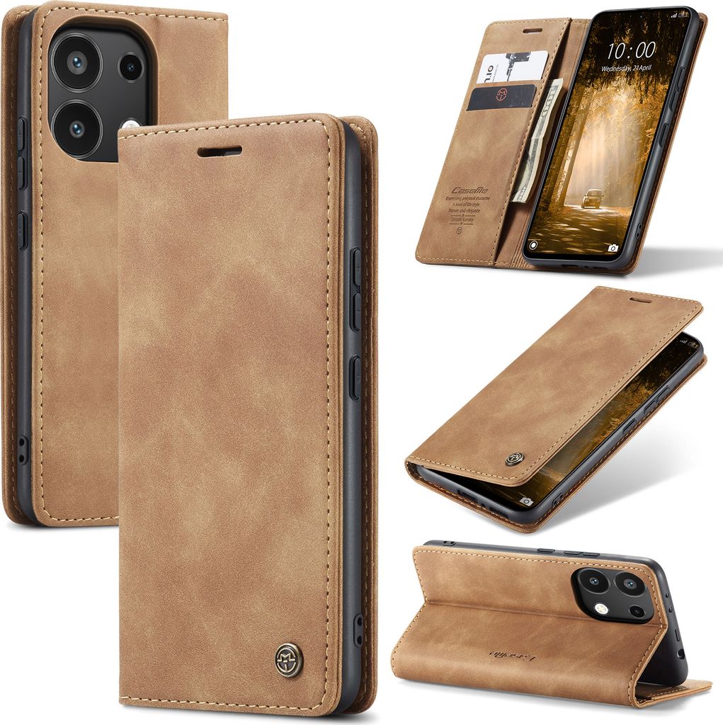 Redmi Note 13 4G Hülle, Retro Kunstledertasche mit Produktbild 