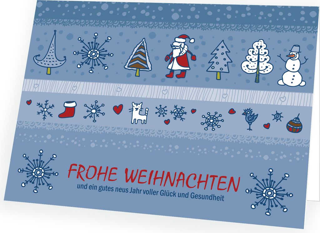 Weihnachtskarte Blaue Landschaft mit passendem Umschlag 10x Karte 10x Umschlag