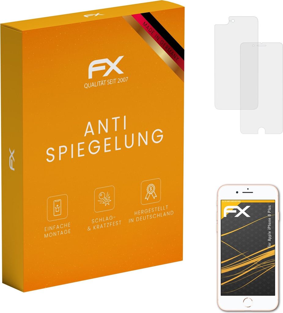 atFoliX FX-Antireflex 3x Schutzfolie kompatibel mit Apple iPhone 8 Plus Displayfolie