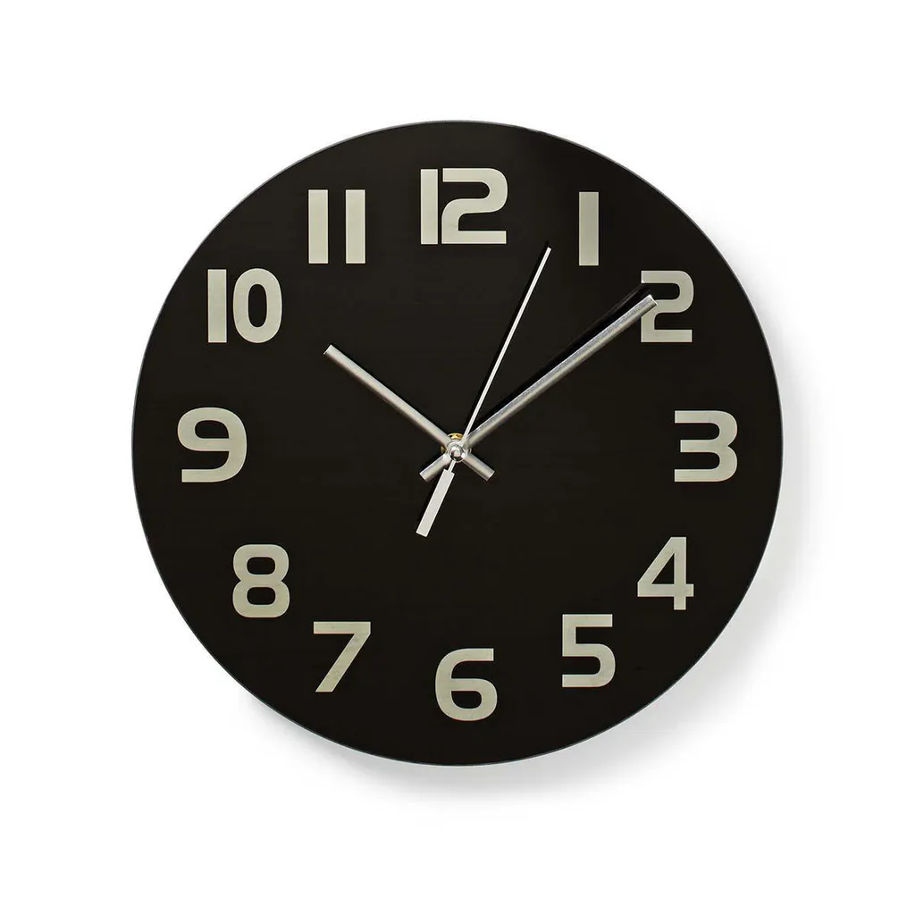 Horloge murale noire en verre diamètre 30 cm design sobre et élégant