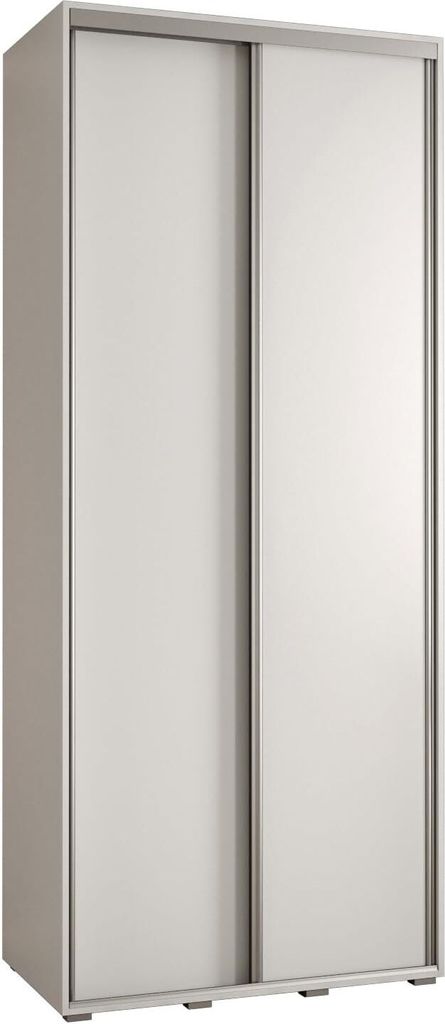 MEBLE KRYSPOL Cannes 1 Schrank mit 2 Schiebetüren - 205,2x100x45 cm - Weiß Weiß Silber