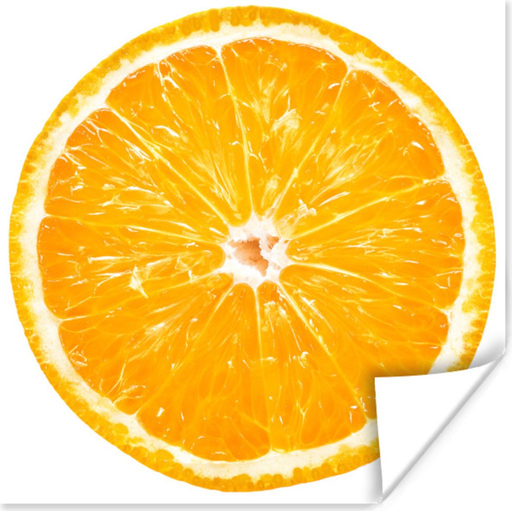 MuchoWow Poster Orange - Obst - Weiß 100x100 cm - Babyzimmer