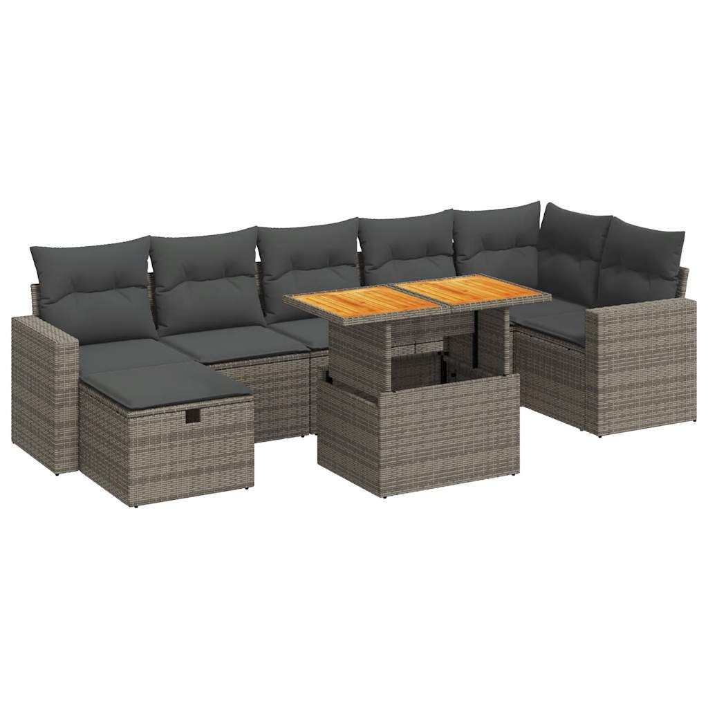 Modulares Gartenmöbel-Set, 5-teilig, mit Stauraum, wasserfestem Beutel und Kissen, PE-Rattan, Stahl, Grau, UV-beständig
