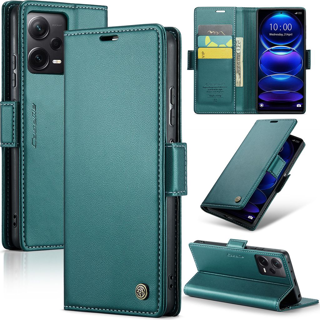 Redmi Note 12 Pro+ Hülle, Leder Brieftasche Kartenfach Schutzhülle mit Standfunktion für Xiaomi Redmi Note 12 Pro+ Grün