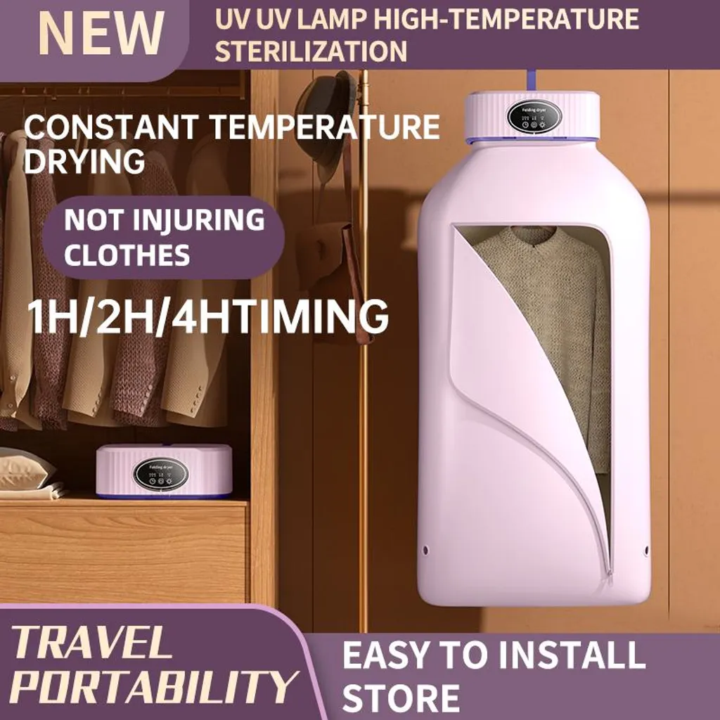 Petit sèche-linge à air chaud compact rose pour studio et maison