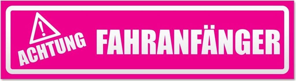 Kiwistar Achtung Fahranfänger invertiert Magnetschild Schild magnetisch - 20cm Pink - Magnetfolie für Auto PKW Kfz