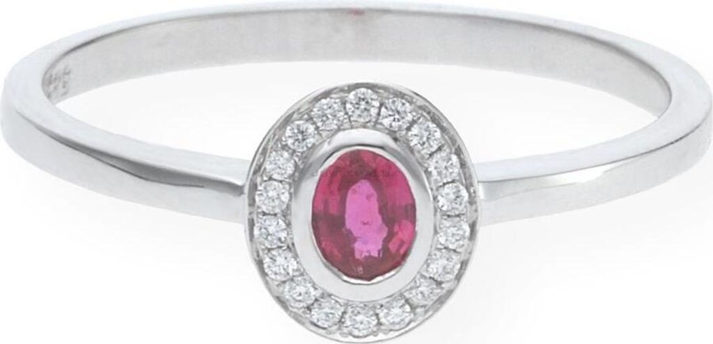 JuwelmaLux Ring 585 Weißgold mit Rubin und Brillanten JL10-07-1123 Größe 56