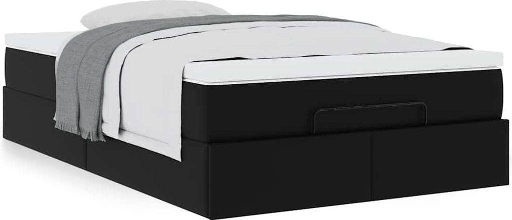 Maison Exclusive - Ottoman-Bett mit Matratze Schwarz 120x190 cm Kunstleder