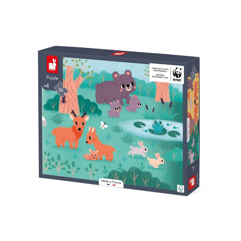 Puzzle éducatif 36 pièces Animaux des Saisons WWF Janod en carton épais