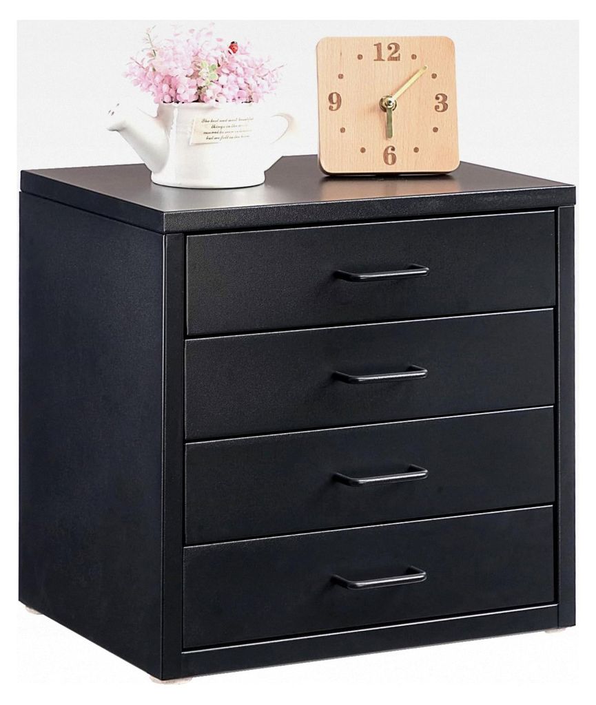 Schreibtisch-Aktenschrank mit 4 Schubladen, Organizer für A4-Dokumente, Metall-Aufbewahrung für das Home-Office, Schwarz