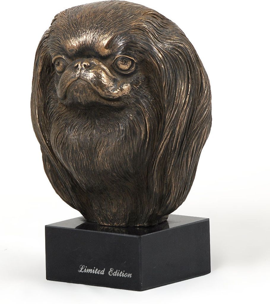 Japan Chin - Hundestatue, Büste auf Steinsockel, Skulptur, Trophäe für Hundeausstellung der Marke Art-Dog