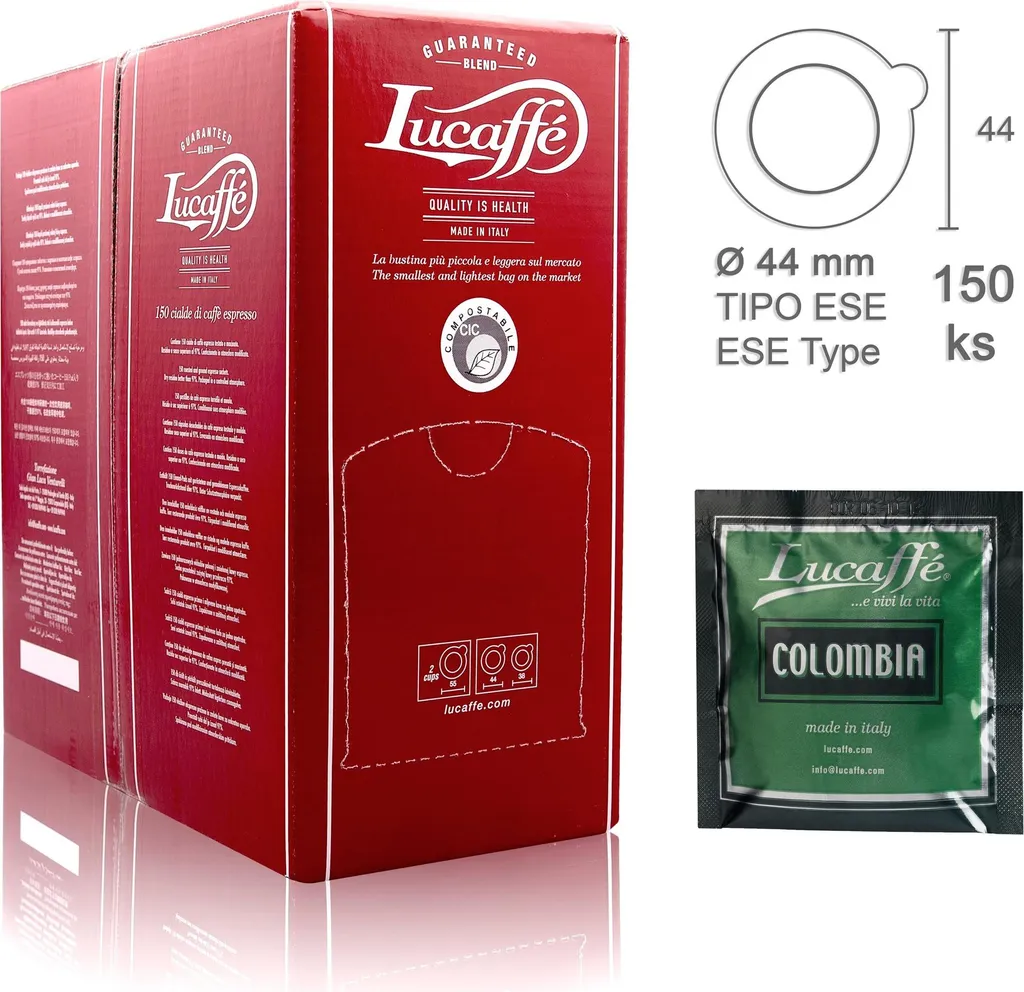 Café Lucaffé Colombie en Gousses E.S.E. 150 pcs - Pack Bureau et Maison