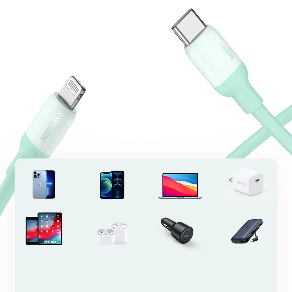 Câble de charge rapide USB-C vers Lightning MFI pour iPhone Ugreen Vert - 9