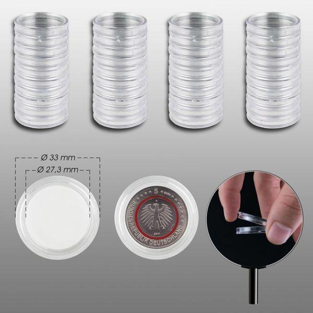 Prophila Collection 40 Münzkapseln 27 mm z. B. für 5 Euro, Produktbild 