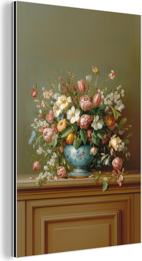 MuchoWow Wanddekoration Metall Metallbild Wandkunst 20x30 cm Vase - Pastell - Farben - Blumen MuchoWow Aluminium Gemälde - Alu Dibond Bild