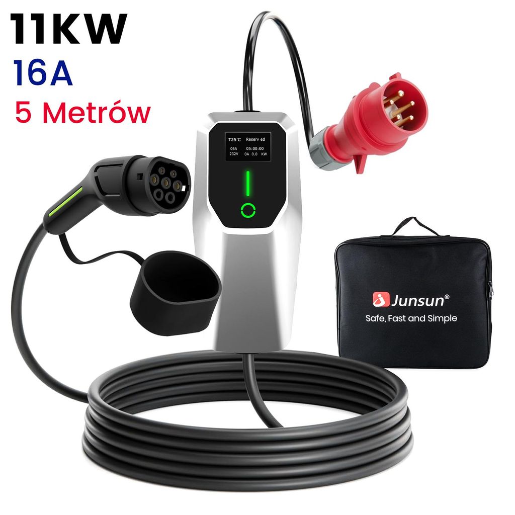 6/8/10/13/16A 3 Phase 11KW Type 2 EU EV Ladekabel Schuko Für Elektroautos EV Charger Einstellbarer Strom Tragbares Ladegerät 5M