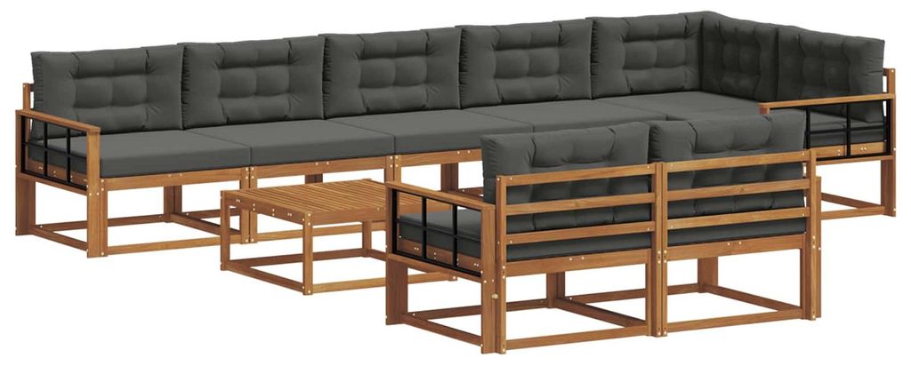 (Robust Möbel)Outdoor-Sofa garnitur moderne - Balkonmöbel/Gartenlounge-Set - robust und langlebig - mit Kissen 9 pcs Natur und Anthrazit - Garten...