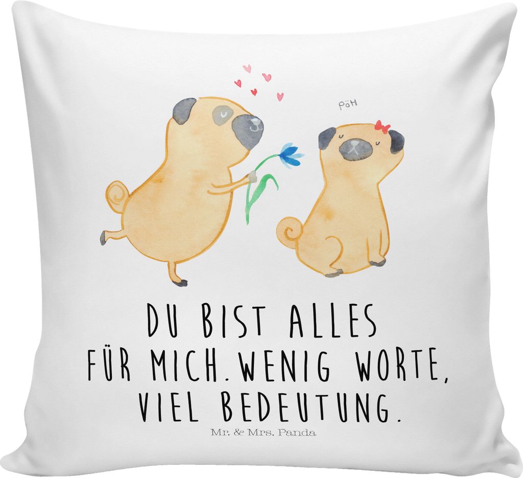 Mr. & Mrs. Panda Sofakissen Mops Verliebt - Weiß - Produktbild 