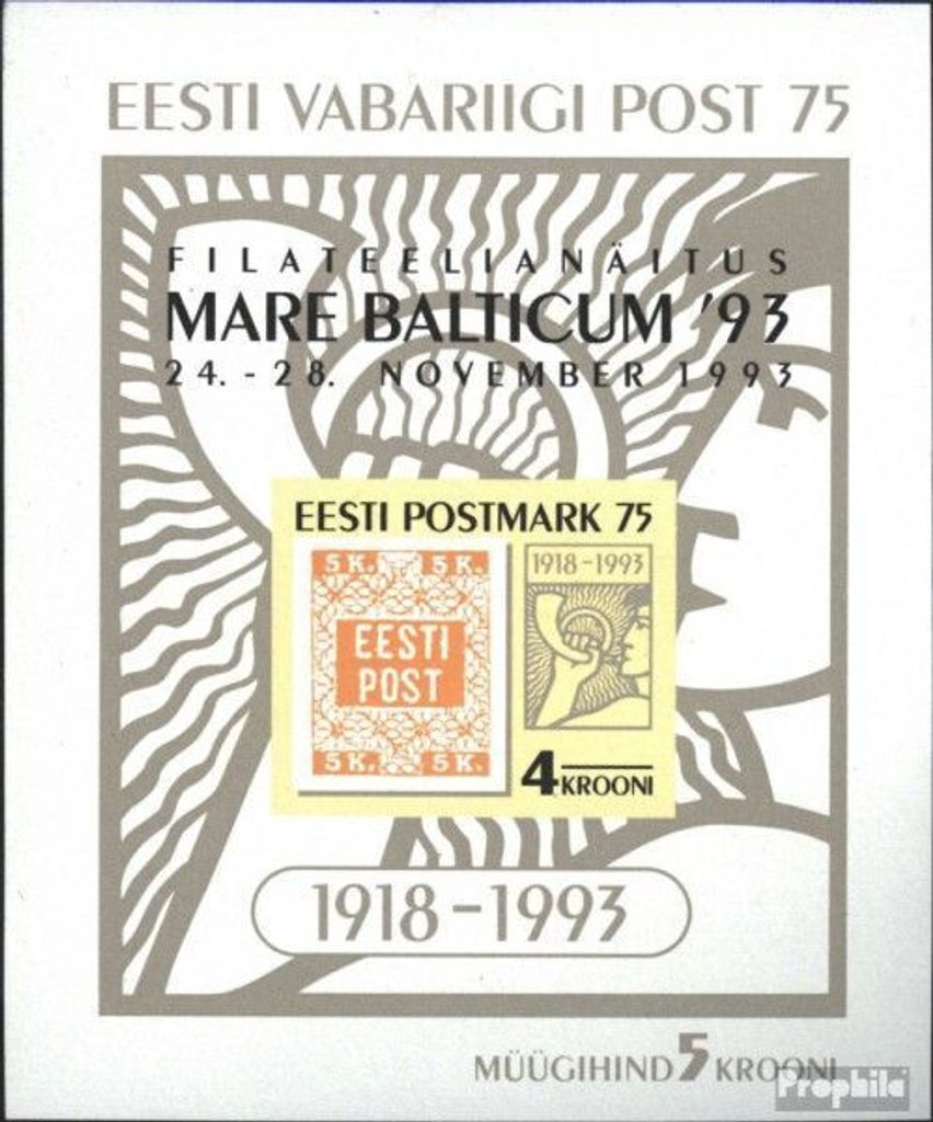 Briefmarken Estland 1993 Mi Block6 (kompl.Ausg.) postfrisch Aufdruckausgabe