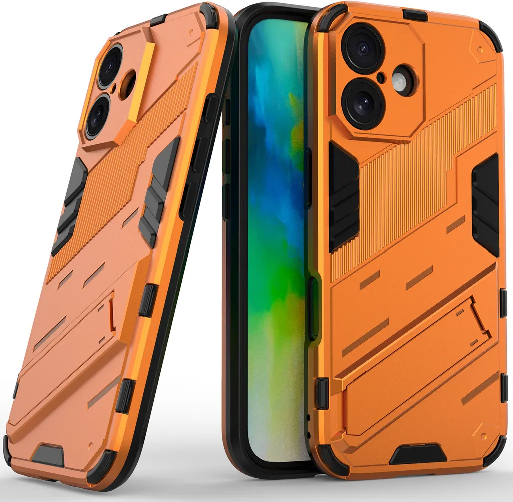 Custodia per iPhone 16 Custodia protettiva antiurto ibrida in PC TPU con funzione di supporto Bianco