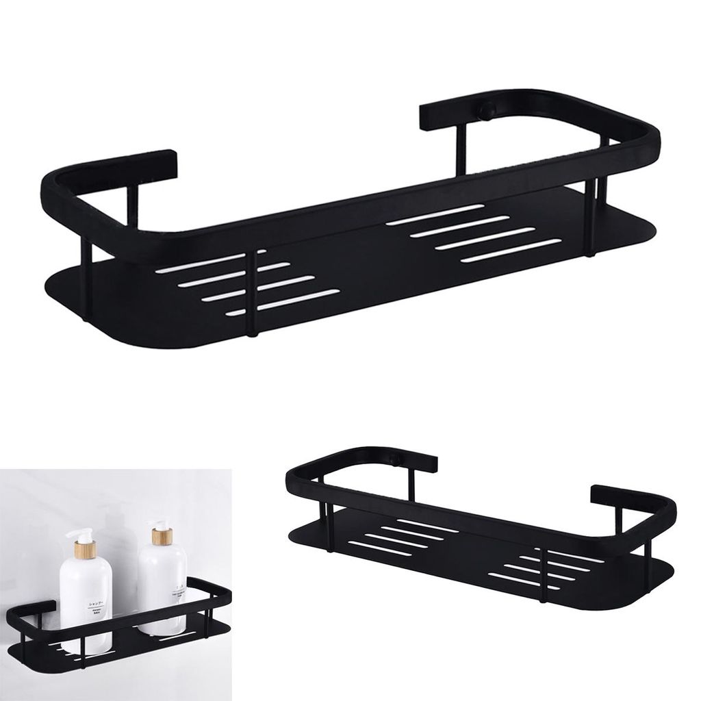 Duschablage Set 2er,Wandregal ohne Bohren, 304 Edelstahl Duschkorb, Schwarz Duschkörbe, Abtropf-Design, Bad Organizer Duschregal