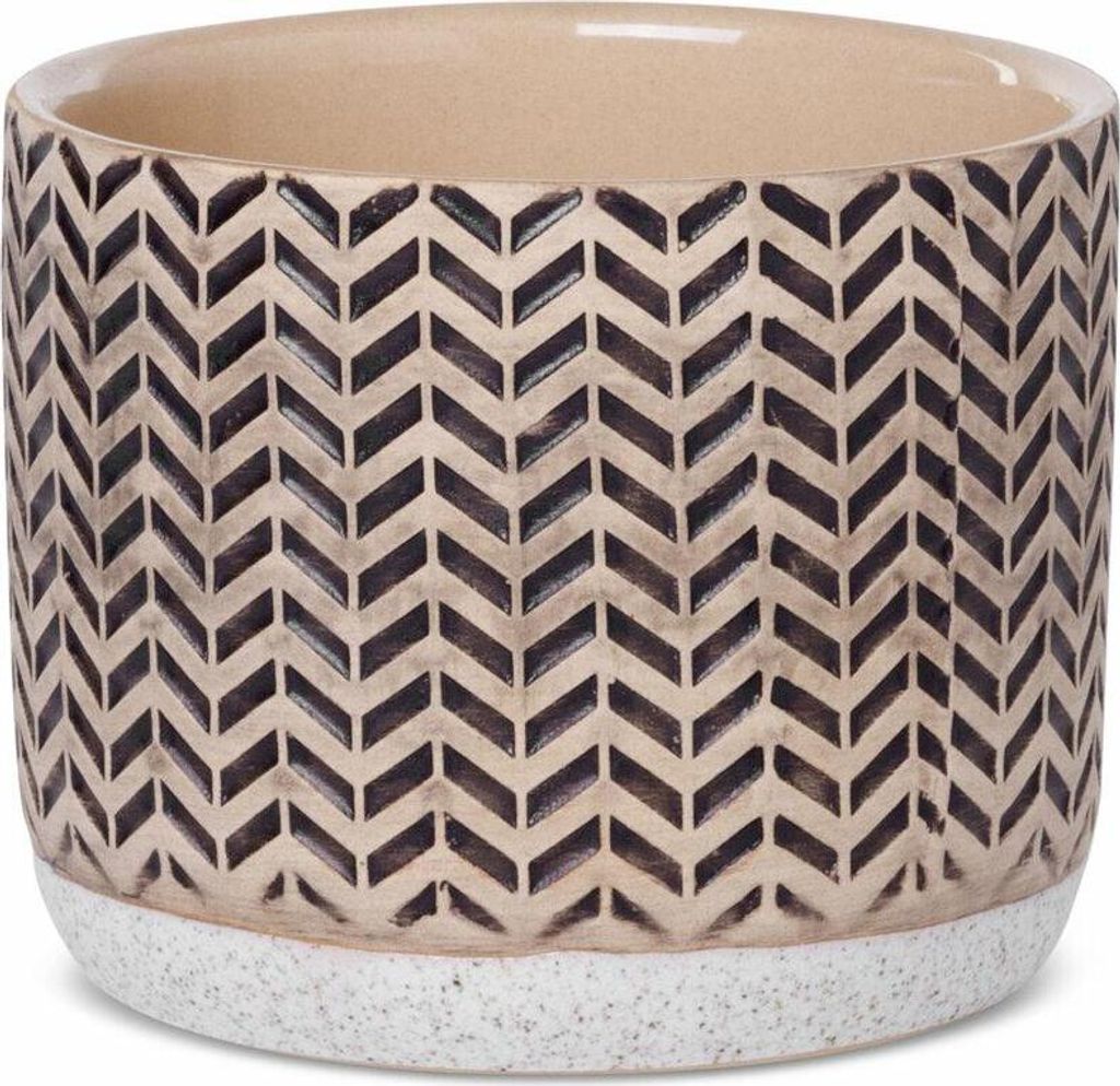 Donica dekoracyjna kremowa 12x12x10 cm z glinki ceramicznej Zdjęcie produktu 
