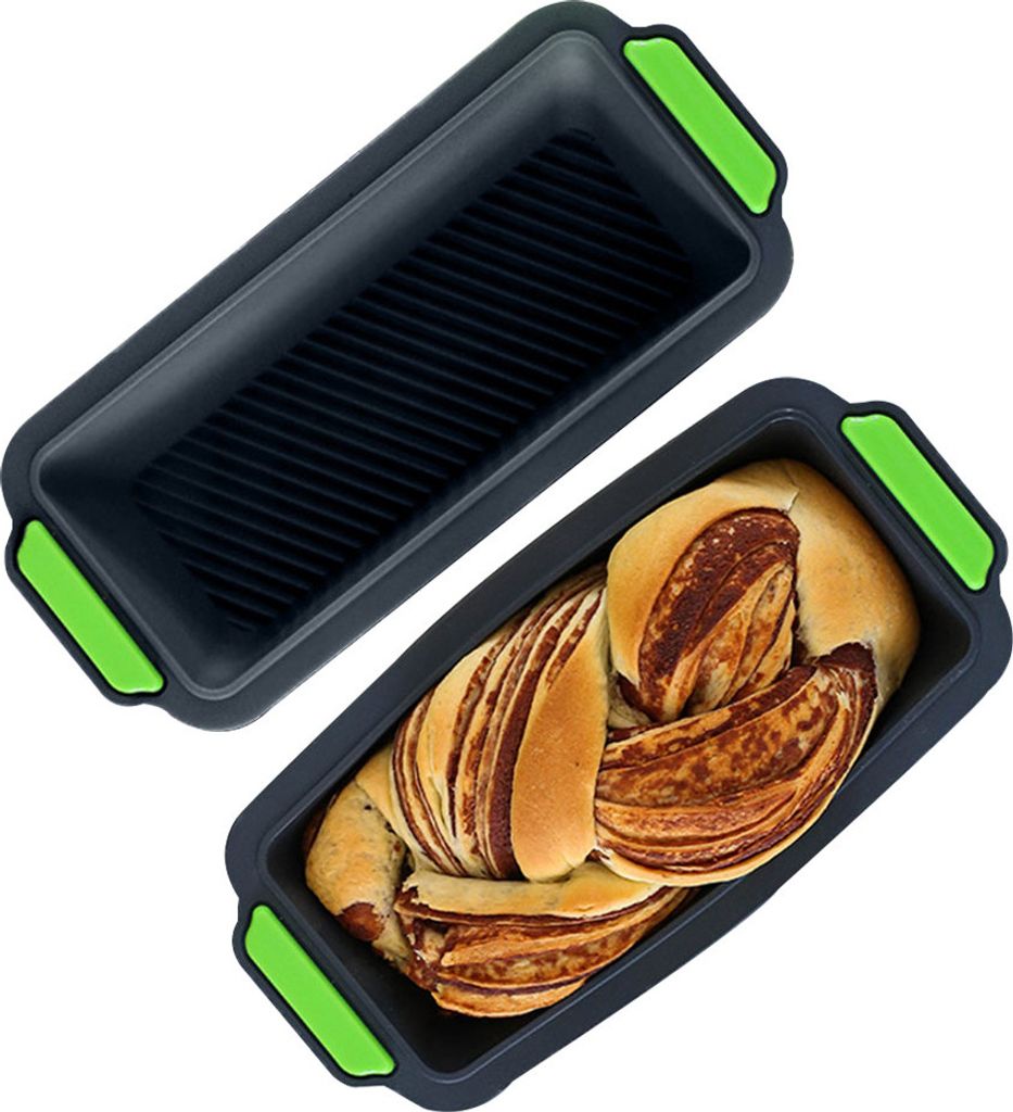 Brotbackform aus Silikon, inklusive 10 Silikon-Muffinformen, Kastenform für Königskuchen/Toast/Brot, rechteckig, antihaftbeschichtet