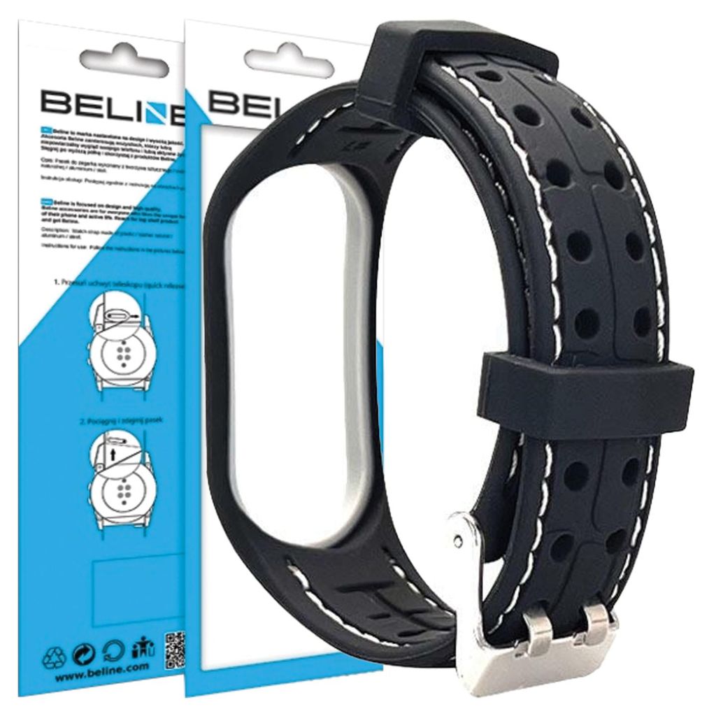 Beline Mi Band 3/4 Smart Strap Schwarz/Weiß Produktbild 
