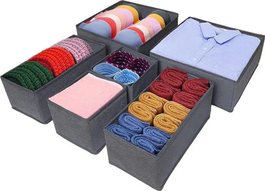 Organisateur pliable 6 compartiments polyvalent pour armoires et tiroirs