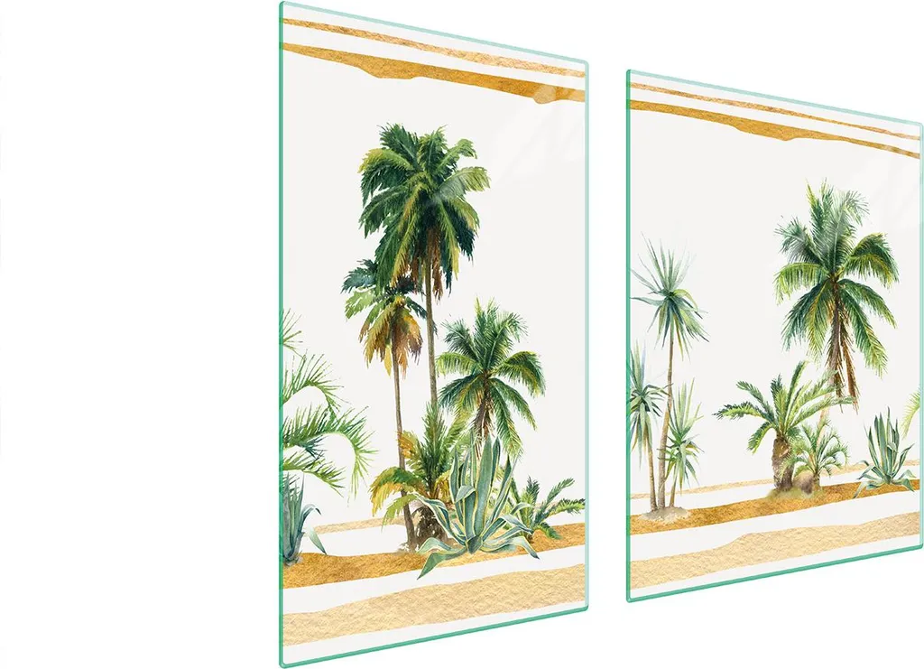 Copri Piano Cottura 100x52 Palme Spiaggia Vetro Ceramica per Viaggiatori