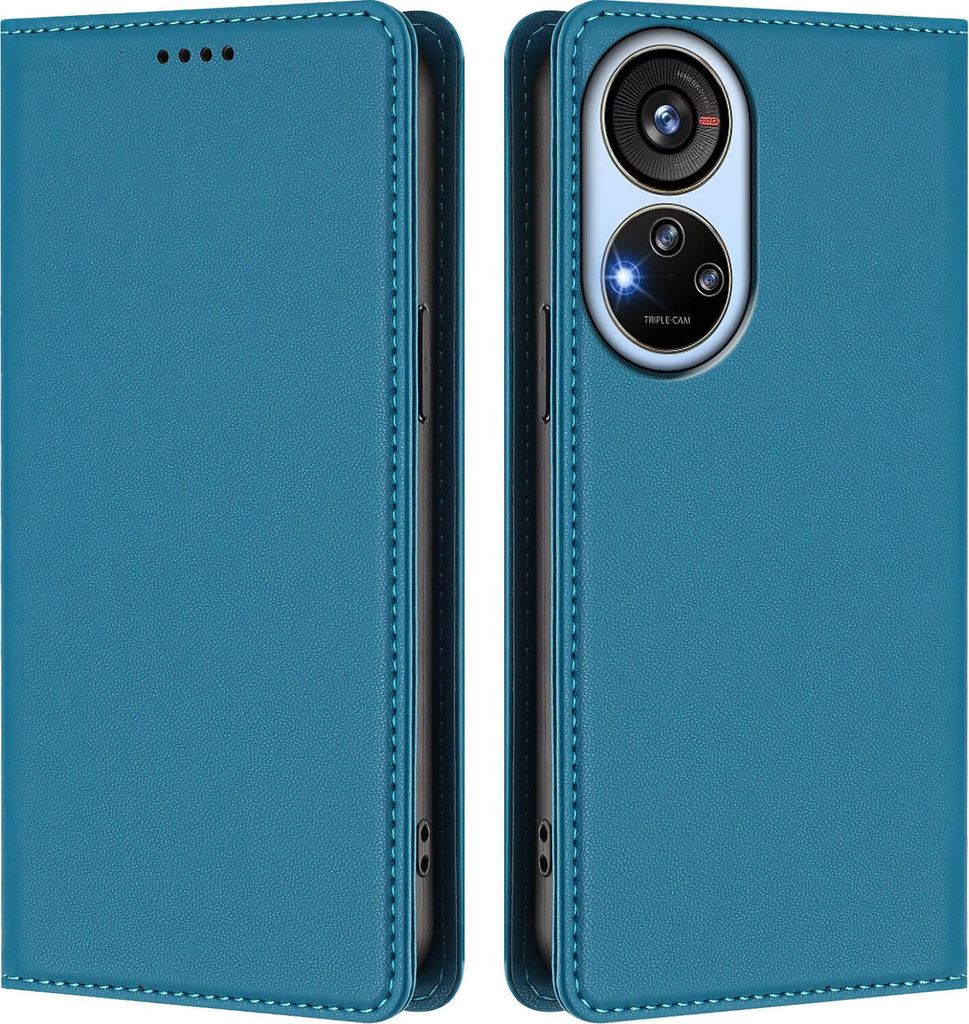 Handyhülle für ZTE Blade V40s, Kunstleder Klapphülle Stoßfeste Magnetische Hülle mit Ständer Blau