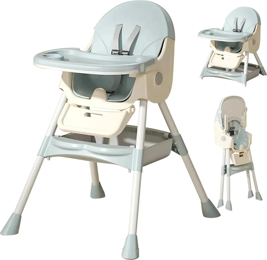 Chaise haute évolutive pour repas et jeux de bébé de 7 à 24 mois bleue