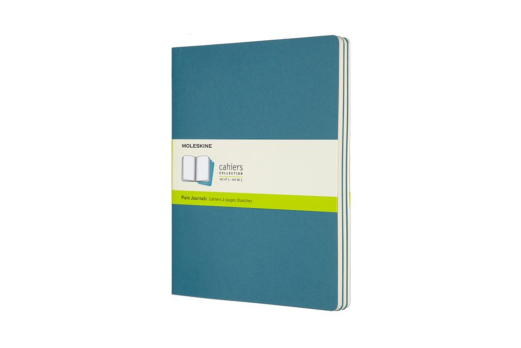 Moleskine Cahier Notizhefte Blanko, Xlarge, Kartoneinband, 3er Set, Lebhaftes Blau