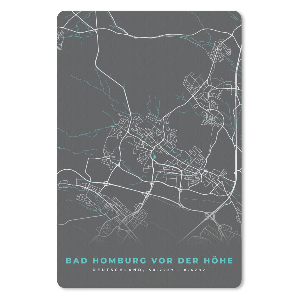 MuchoWow Mauspad Mousepad Stadtplan - Karte - Bad Homburg vor der Höhe - Blau - Deutschland - Karte 40x60 cm - Mousepads - Maus Mat - Pad - Maus...