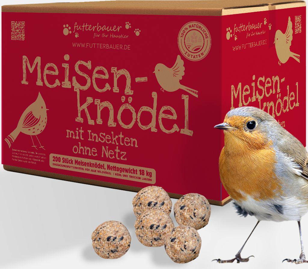 Futterbauer ca.200 Meisenknödel mit Insekten (18kg) ohne Netz Vogelfutter