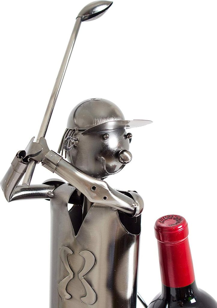 BRUBAKER Držiak na fľašu Golfista odpalujúci kovovú sochu Obrázok produktu 3