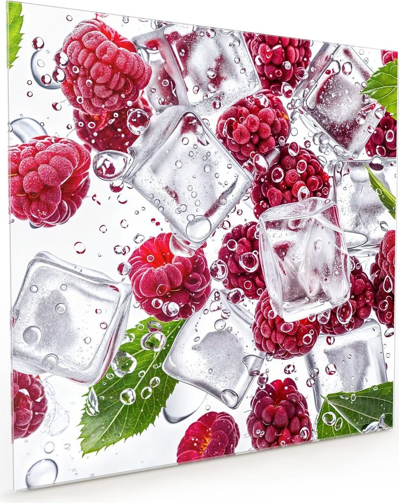 Küchenrückwand Spritzschutz Glas mit Motiv Himbeereis 40 x 40 cm