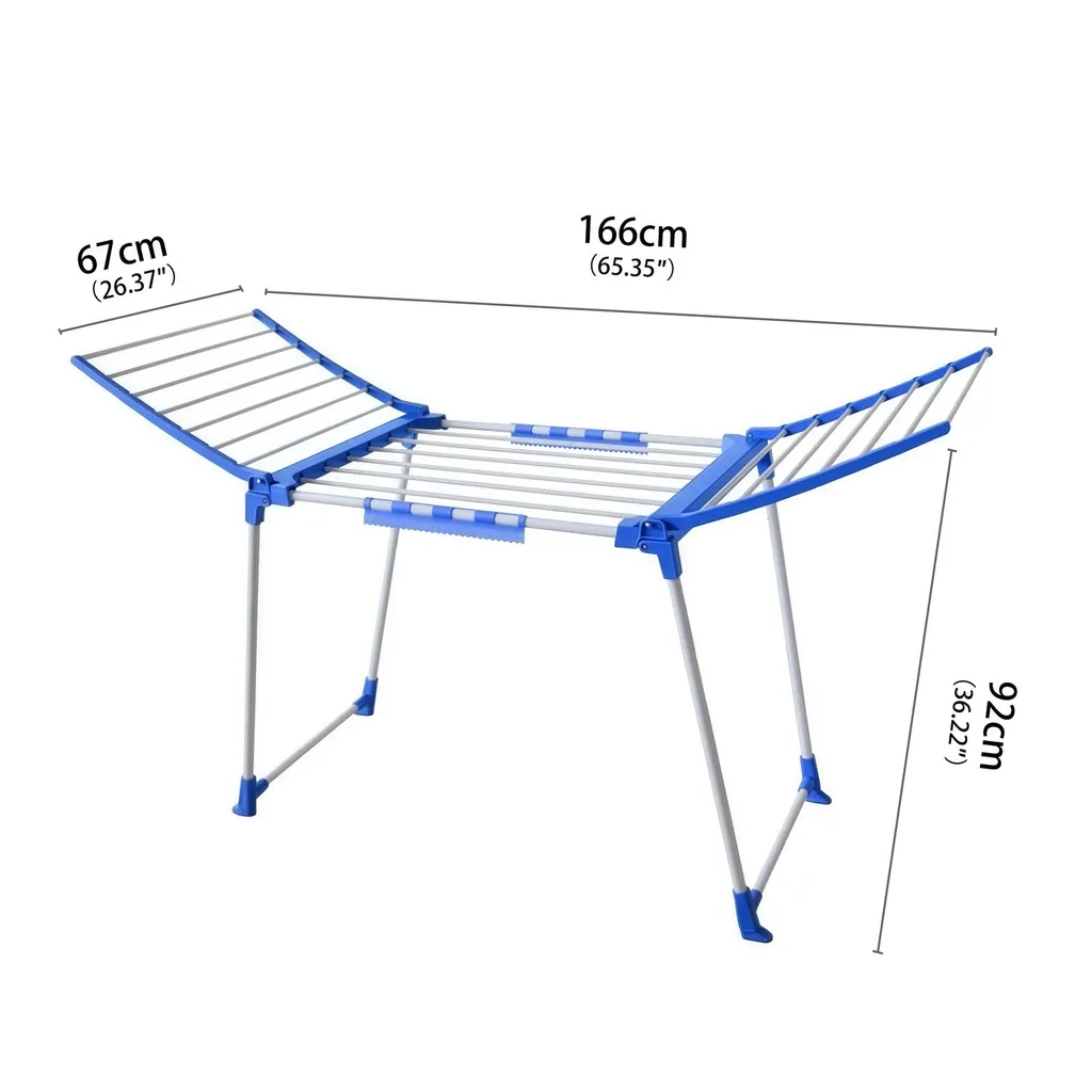 Séchoir à linge pliable bleu ultra stable avec rangement peu encombrant