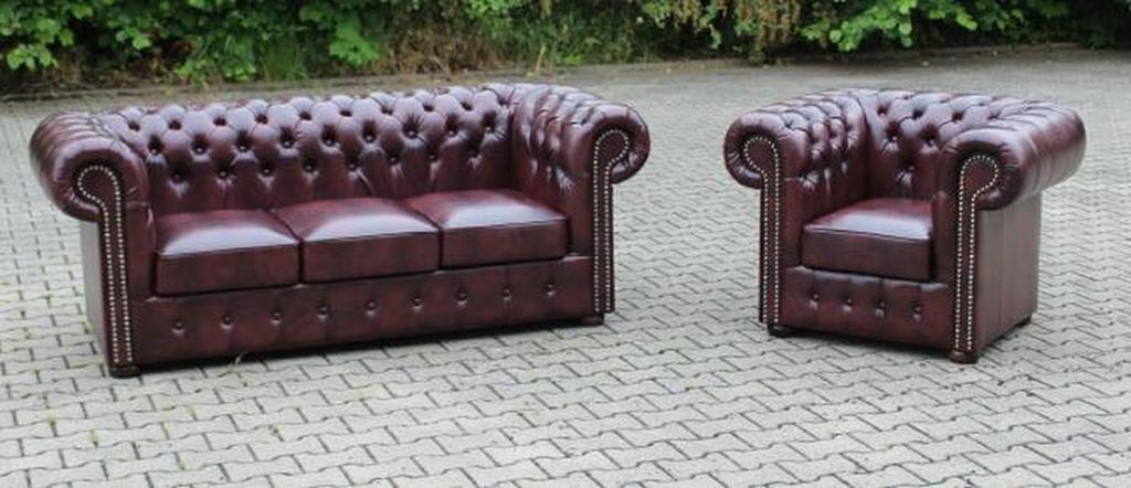 Sofagarnitur 3+1 Chesterfield Sofa Couch Ledersofa Garnitur Englisch Garnitur