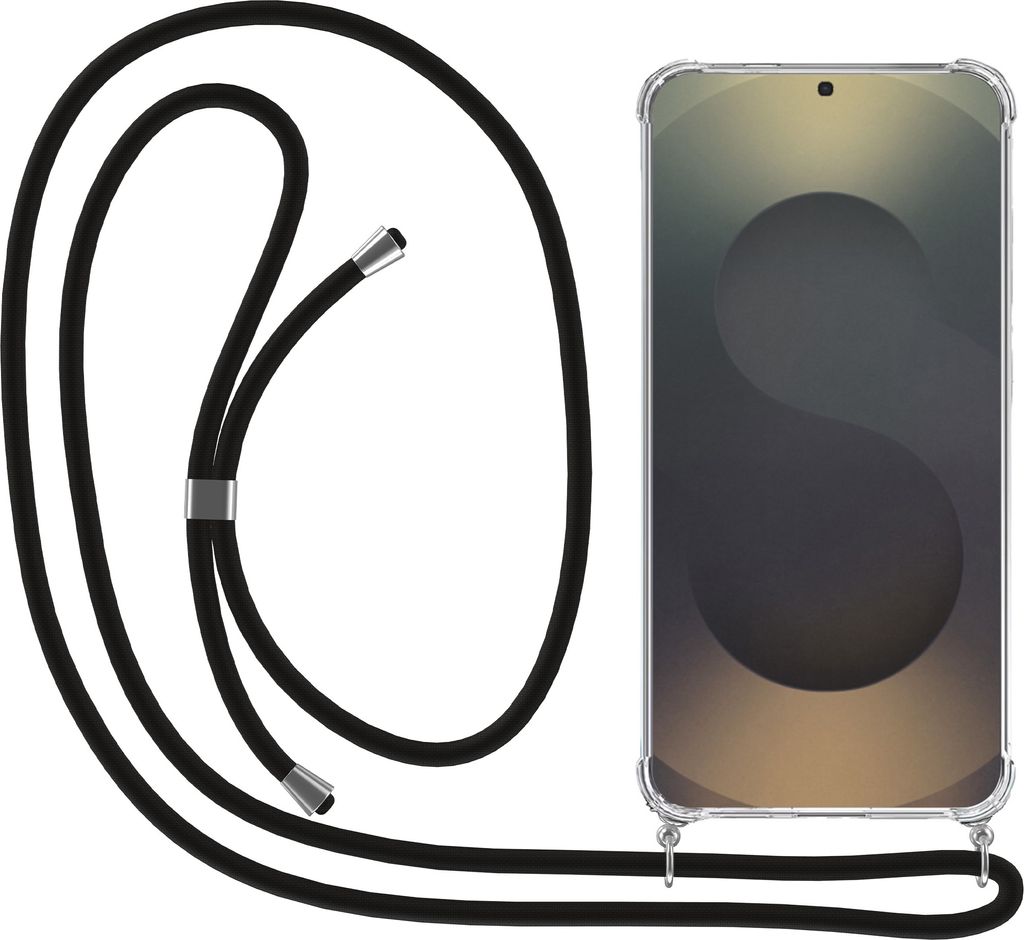 Smartphonica Handytasche passend für Samsung Galaxy S25 Ultra mit Kordel und Bumper - TPU Back Cover stoßfest mit Lanyard - Transparent