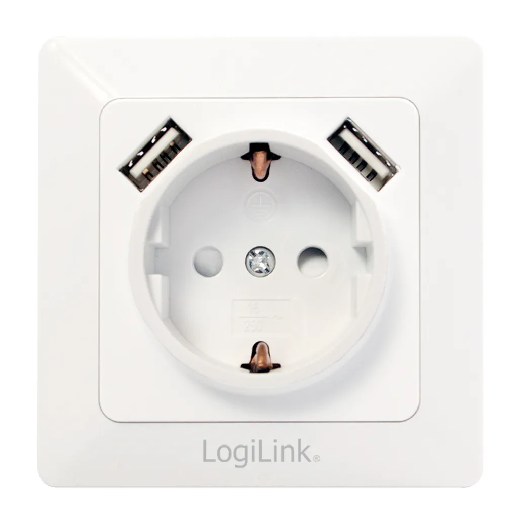 Prise encastrable Logilink 1 CEE 7/3 et 2 ports USB-A charge rapide