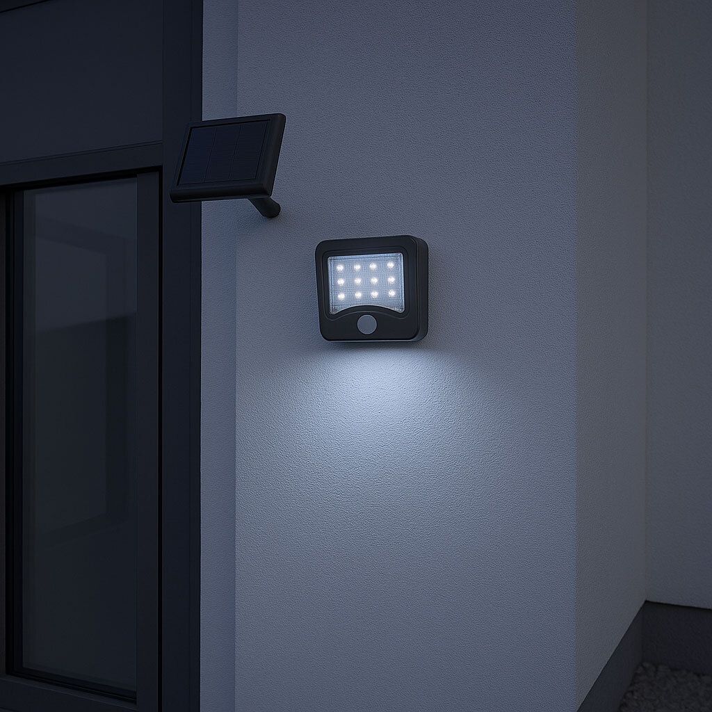 Müller-Licht LED Solar Gartenleuchte Fluter Grau IP44 1,5W 125lm Tageslicht 6500K kaltweiß mit Sensor