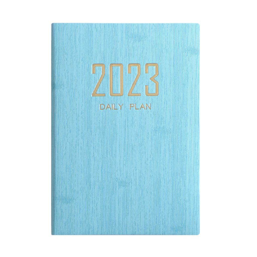 Tägliches Notizbuch Mehrzweck verdickter reibungsloses Schreiben Kunstleder-Deckungsagenda 2023 A5 Planer Buch für Schüler-Himmelblau